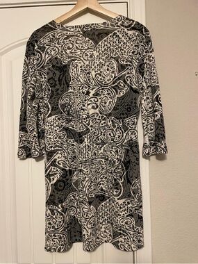 J Valdi Paisley black grey and white dress. Size Medium
